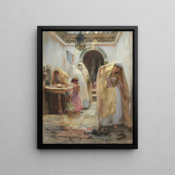 Mujeres en la fuente - Frederick Arthur Bridgman — cuadro enmarcado en la pared