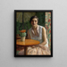 Retrato de una mujer con un cactus - Frederick Carl Frieseke — cuadro enmarcado en la pared