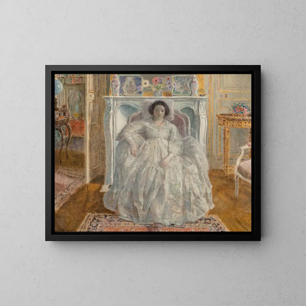 La Robe blanche - Frederick Carl Frieseke — cuadro enmarcado en la pared