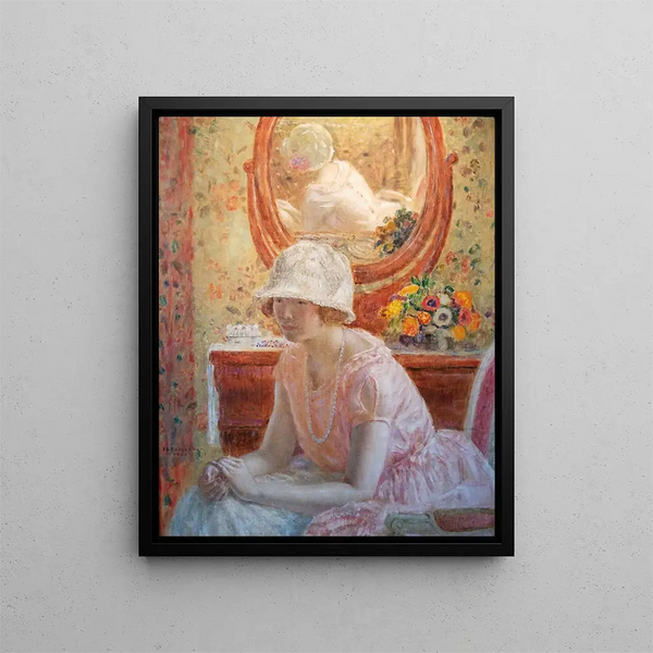 Frederick Carl Frieseke - Young Girl Before a Mirror in a Pink Dress.webp