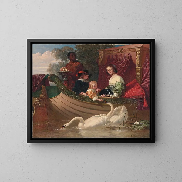 La reina Henriette Marie y sus hijos - Frederick Goodall — cuadro enmarcado en la pared