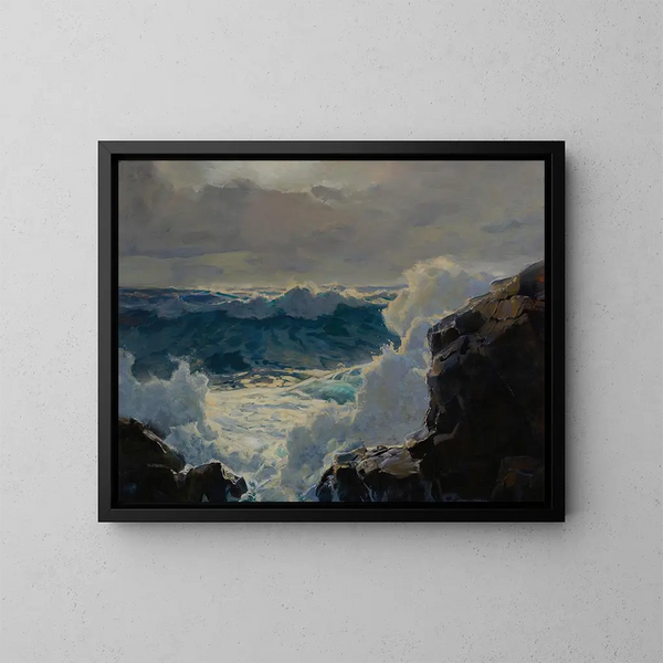 Olas rotas - Frederick Judd Waugh — cuadro enmarcado en la pared