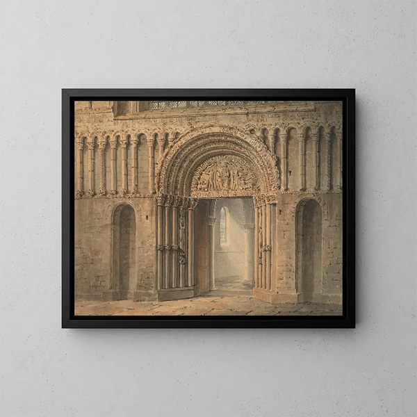 La puerta oeste de la catedral de Rochester, Kent - Frederick Mackenzie — cuadro enmarcado en la pared