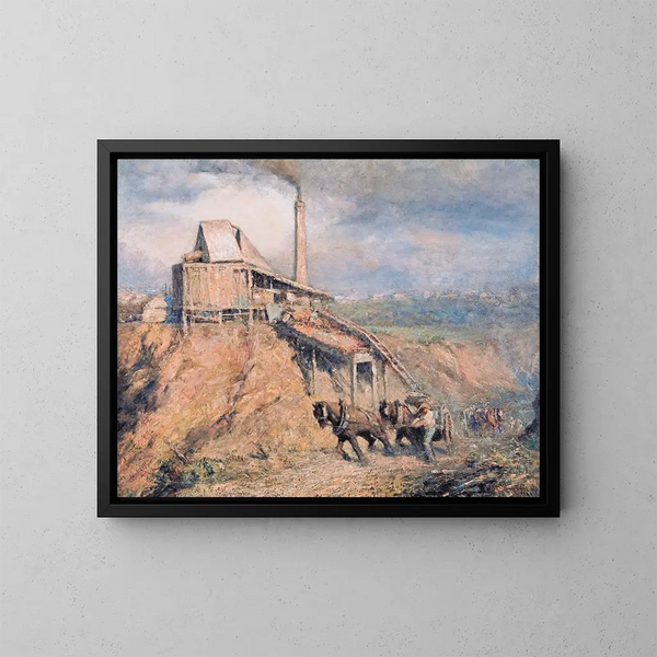 El viejo triturador de piedra, La cantera - Frederick McCubbin — cuadro enmarcado en la pared