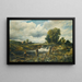 Paisaje fluvial con figuras en un barco cerca de una esclusa - Frederick Waters Watts — cuadro enmarcado en la pared