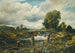 Paisaje fluvial con figuras en un barco cerca de una esclusa - Frederick Waters Watts — vista de la obra