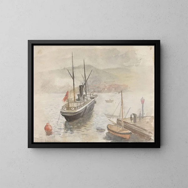 Barco en el puerto - Frederik Collett — cuadro enmarcado en la pared
