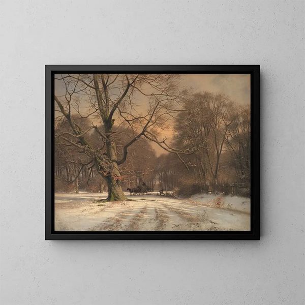 Paisaje de invierno, motivo de Jægersborg Dyrehave - Frederik Rohde — cuadro enmarcado en la pared