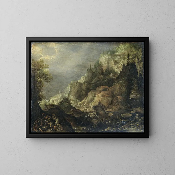 Mountain Landscape Painting - Frederik van Valckenborch — framed artwork on a wall