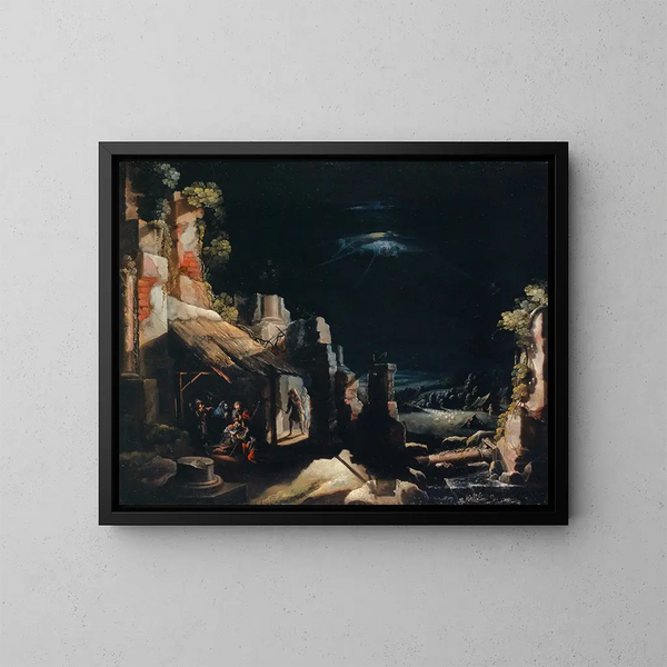 L'Adoration des bergers - Frederik van Valckenborch — framed artwork on a wall