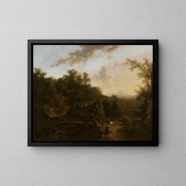 Italian landscape painting - Frederik de Moucheron — framed artwork on a wall