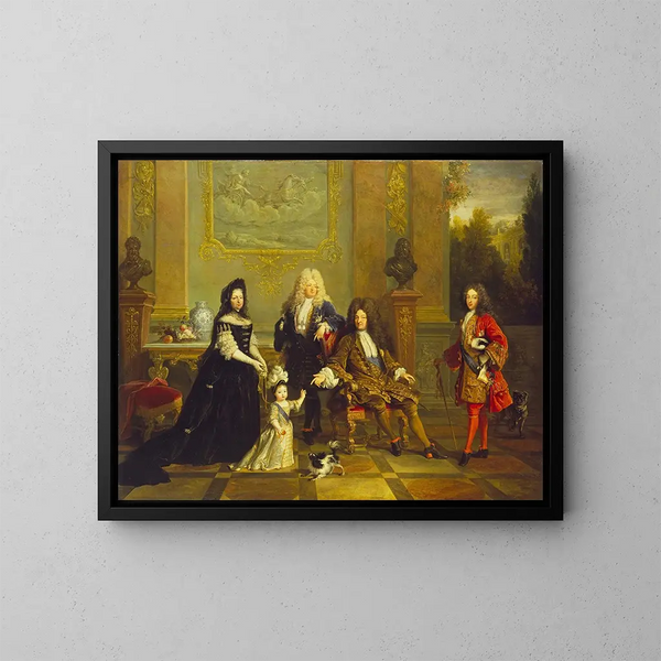 Madame de Ventadour with Louis XIV and His Heirs - French School — framed artwork on a wall