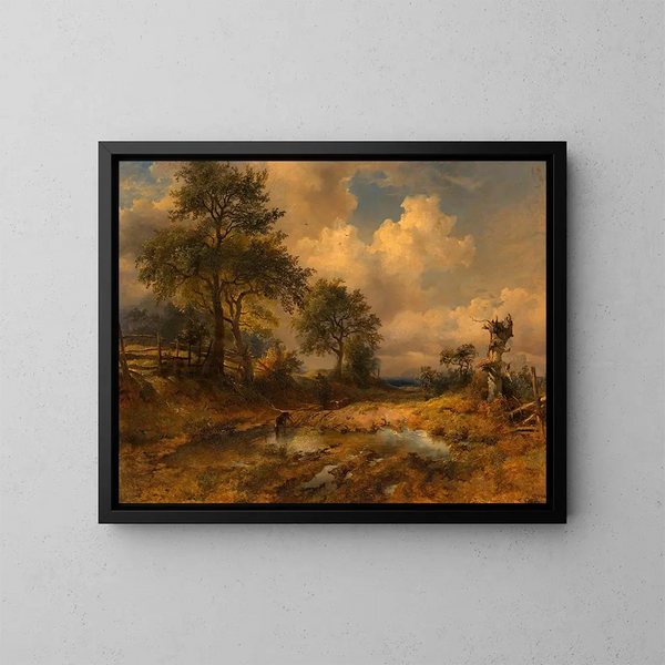 El camino del carro, cazador regresando - Friedrich August Matthias Gauermann — cuadro enmarcado en la pared