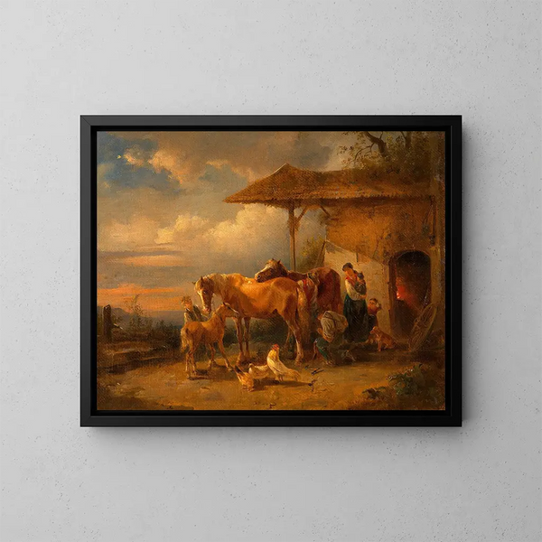 Herrero de pueblo - Friedrich August Matthias Gauermann — cuadro enmarcado en la pared