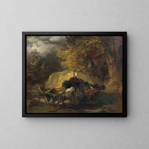 Después de la caza - Friedrich August Matthias Gauermann — cuadro enmarcado en la pared