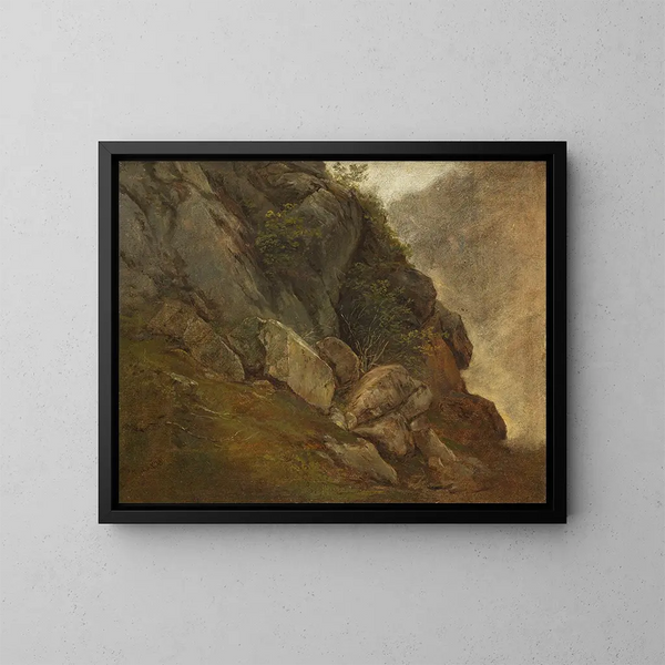 Estudio natural de una pared rocosa - Friedrich August Matthias Gauermann — cuadro enmarcado en la pared