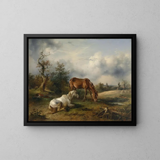 Friedrich August Matthias Gauermann - Schimmel und Fuchs auf der Weide.webp