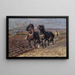 Two black horses with the plow - Friedrich Eckenfelder — framed artwork on a wall