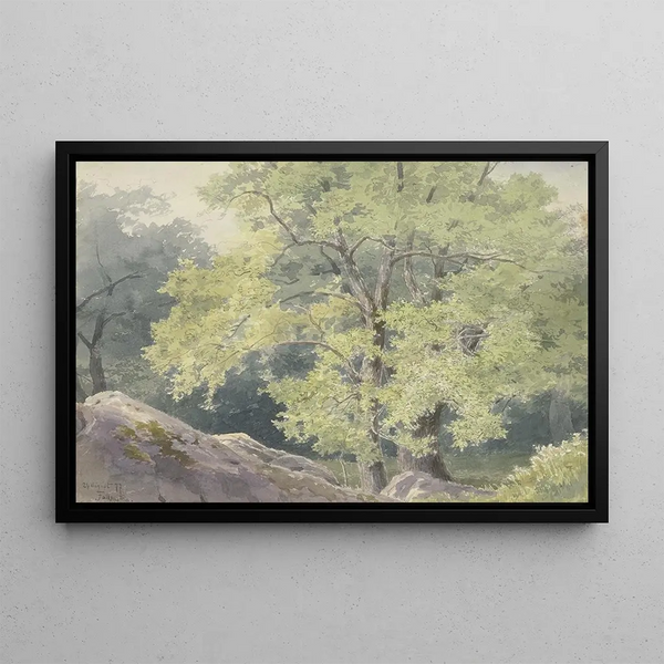 En el bosque cerca de Falkenstein - Friedrich Ernst Morgenstern — cuadro enmarcado en la pared