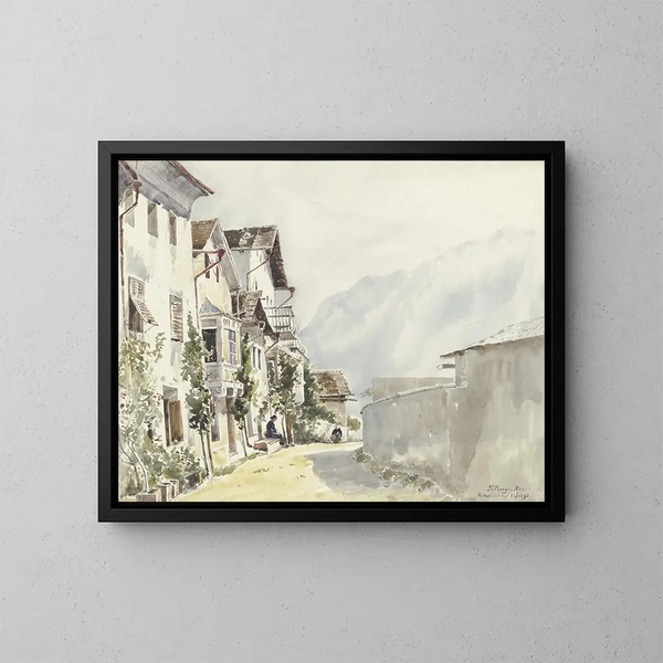 Rue à Mhlbach - Friedrich Ernst Morgenstern — cuadro enmarcado en la pared