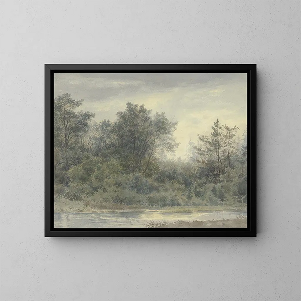 de madera junto al agua - Friedrich Ernst Morgenstern — cuadro enmarcado en la pared