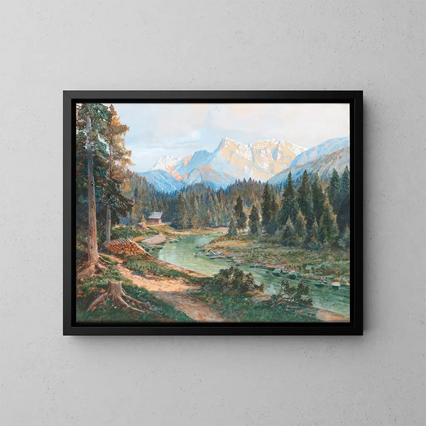Un motivo de la campaña de Salzburgo - Friedrich Frank — cuadro enmarcado en la pared