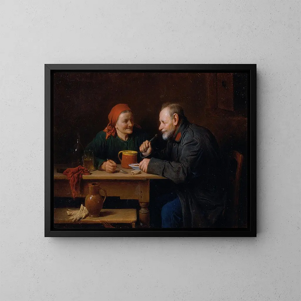 El almuerzo - Friedrich Friedländer — cuadro enmarcado en la pared