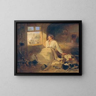 Krassier herido en un heno - Friedrich Johann Treml — cuadro enmarcado en la pared