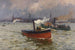 the threatening weather in the Hamburg port - Friedrich Kallmorgen — artwork view