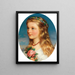 Retrato de una niña con flores y rosas - Friedrich Krepp — cuadro enmarcado en la pared