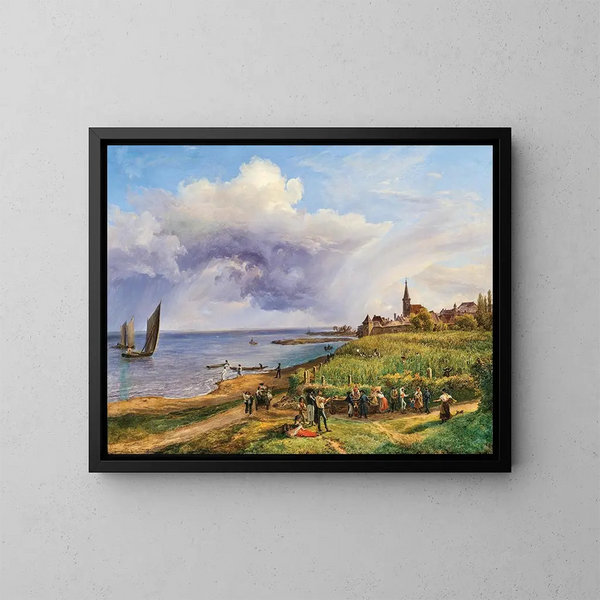 Recolección cerca de Rust en el lago de Neusiedl - Friedrich Loos — cuadro enmarcado en la pared