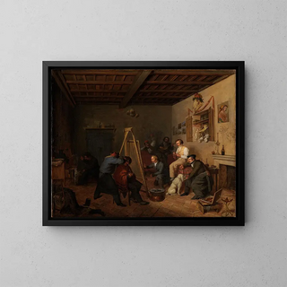 L'atelier de l'artiste à Rome - Friedrich Mosbrugger — cuadro enmarcado en la pared