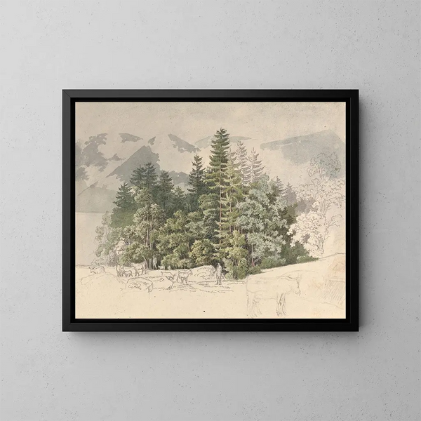 Paisaje alpino - Friedrich Salathé — cuadro enmarcado en la pared