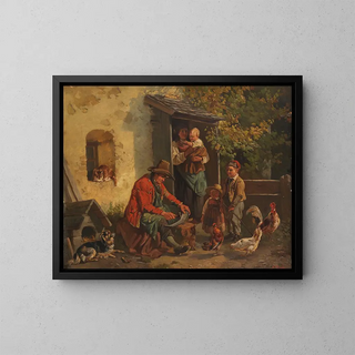 campesino en apuros - Friedrich Voltz — cuadro enmarcado en la pared