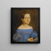 Buste de una joven en vestido azul - Friedrich Wasmann — cuadro enmarcado en la pared