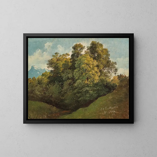 Árboles de Salzburgo frente al Untersberg - Friedrich Zeller — cuadro enmarcado en la pared