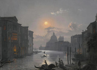 Venecia, vista del Gran Canal con el Palazzo Cavalli-Franchetti y Santa Maria della Salute - Friedrich von Nerly — vista de la obra