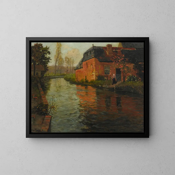 Une vue de la rivière La Varenne - Frits Thaulow — framed artwork on a wall