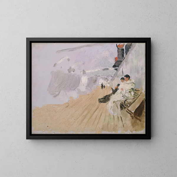 Moines sur le pont - Frits Thaulow — framed artwork on a wall
