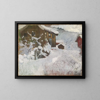 Invierno noruego - Frits Thaulow — cuadro enmarcado en la pared