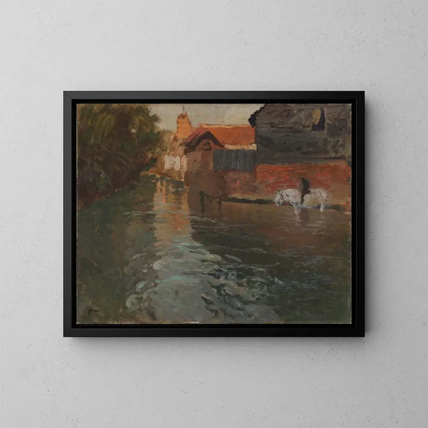 River in Northern France - Frits Thaulow — framed artwork on a wall