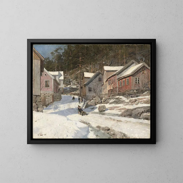 Rue à Krager - Frits Thaulow — framed artwork on a wall