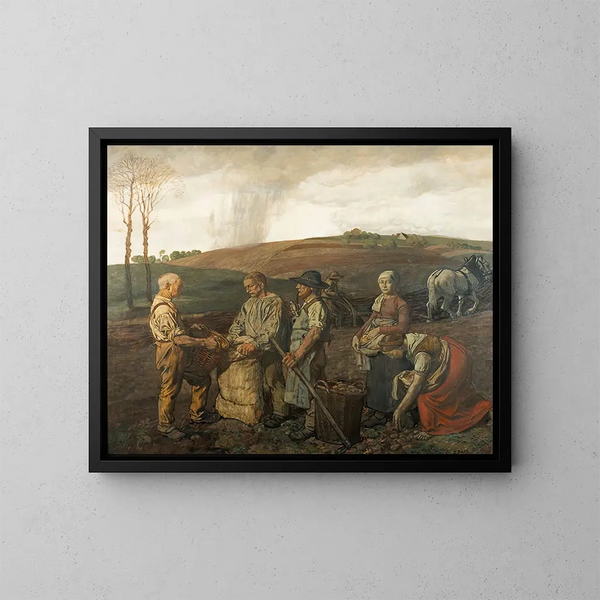 La Cosecha de las patatas - Fritz Boehle — cuadro enmarcado en la pared