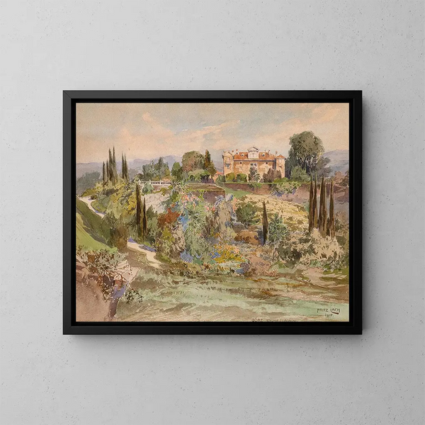 View of Cronberg Castle at the Coronini Palace in Goritz - Fritz Lach — framed artwork on a wall