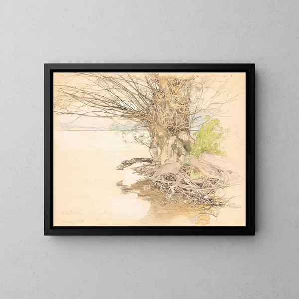 A willow by the lake - Fritz Lach — framed artwork on a wall