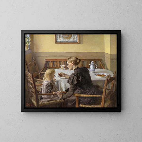 Madre e hijo - Fritz Syberg — cuadro enmarcado en la pared