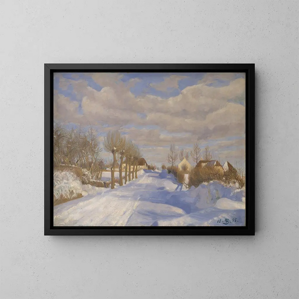 Camino nevado bajo el sol - Fritz Syberg — cuadro enmarcado en la pared