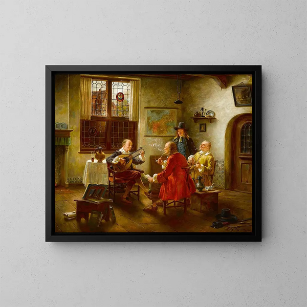 La lección de música - Fritz Wagner — cuadro enmarcado en la pared
