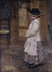 A la puerta - Fritz von Uhde — cuadro enmarcado en la pared