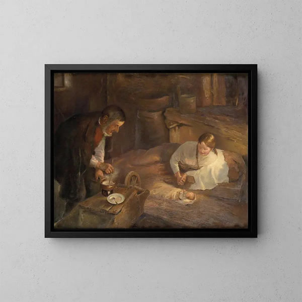 Noche santa - Fritz von Uhde — cuadro enmarcado en la pared